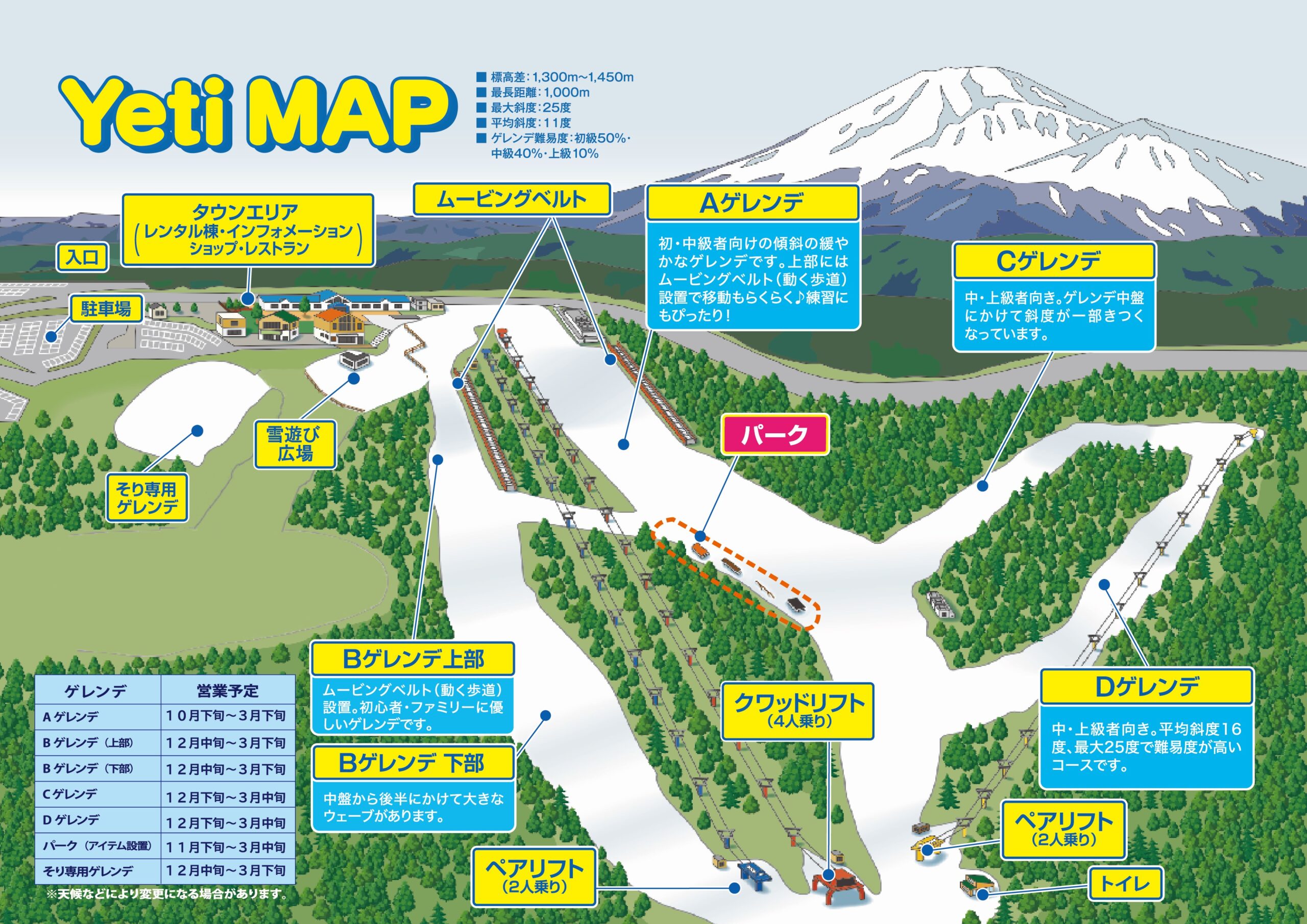 Fujiyama Snow Resort Yeti Ski Map